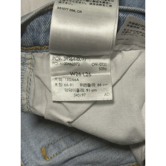 Levis Premium Ribcage Straight Jean Women’s 26 Light Denim Button Fly Distressed - Picture 7 of 10